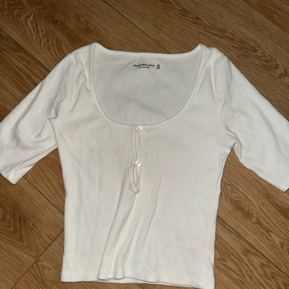 Abercrombie & Fitch Cream Button-Front Blouse